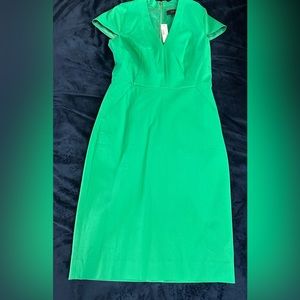 J.Crew V-neck Green Sheath Dress in Bi-stretch Cotton Size 4